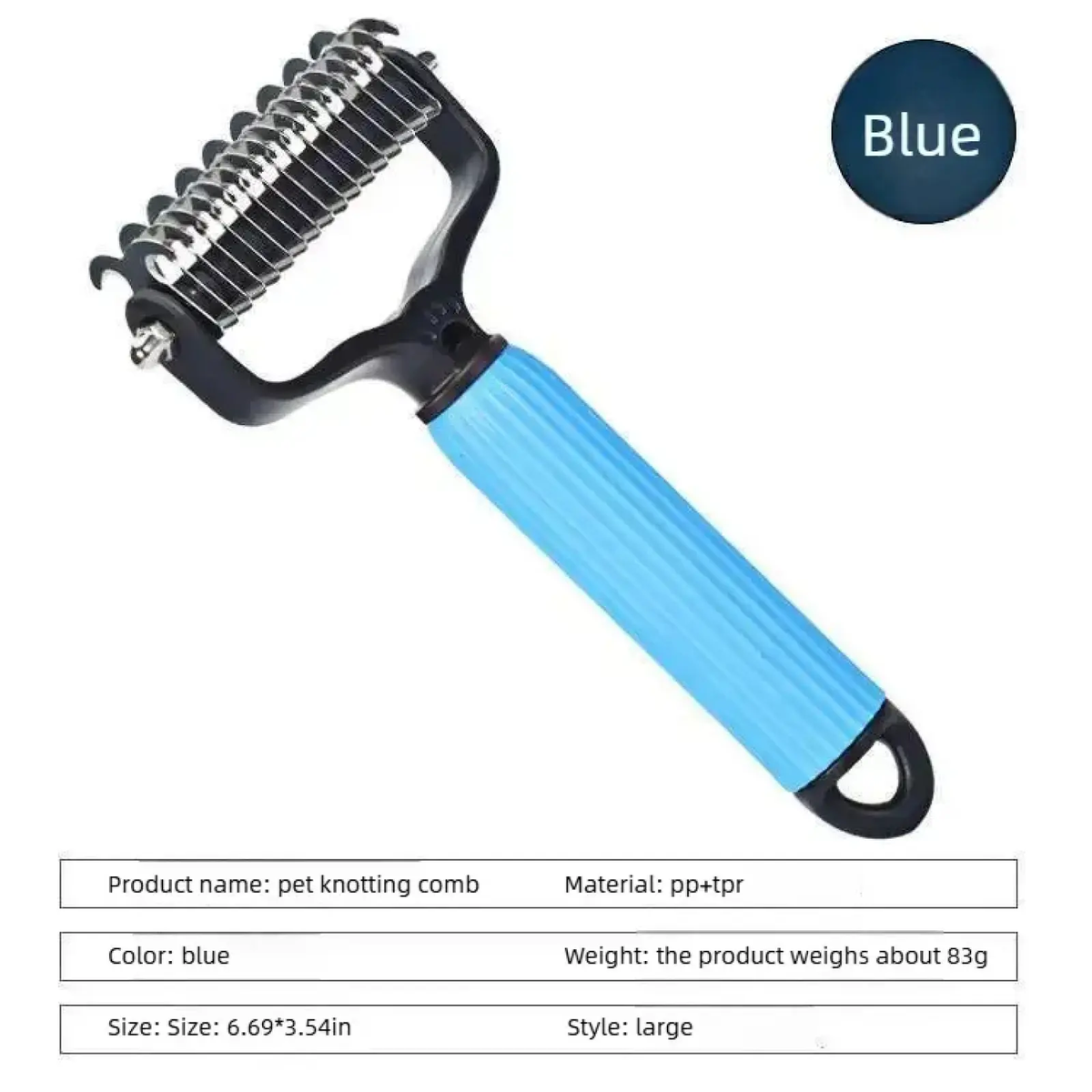 Pet Grooming Tool, Universal Detangling Comb for Dogs, Stainless Steel Double-Sided Design, Effective Shedding Removal & Matted Hair Tamer, Practical Daily Dog Coat Maintenance Supplies.